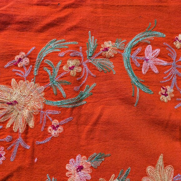 Wool Scarf Handmade Crewel Embroidery Wrap Kashmiri Pashmina Shawl Wrap - Picture 5 of 6